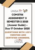 COM3706 ASSIGNMENT 3 SEMESTER 2 2025 (Answer Guide) – Due 17 October 2025