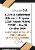 EDS4805 Assignment 8 Research Proposal 2025 &lpar;Answer Guide&rpar; 744691 &ndash; Due 10 October 2025