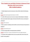 West Virginia Laws and Rules Pertinent to Insurance Exam &lpar;Latest 2026&sol;2027 Update&rpar; Complete Questions and Guide Answers&comma; 100&percnt; Verified Graded A&plus;