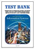 Test Bank for Introduction to Information Systems 10th Edition &lpar;Wiley&comma; 2023&rpar; by R&period; Kelly Rainer and Brad Prince&comma; Isbn no&semi; 9781394165711&comma; all 14 Chapters Covered