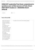 ORGB 327 Leadership Final Exam comprehensive questions and verified answers ACTUAL EXAM 2025 TEST&excl;&excl; Graded A&plus; &vert; 2025&vert;2026 EXAM UPDATE