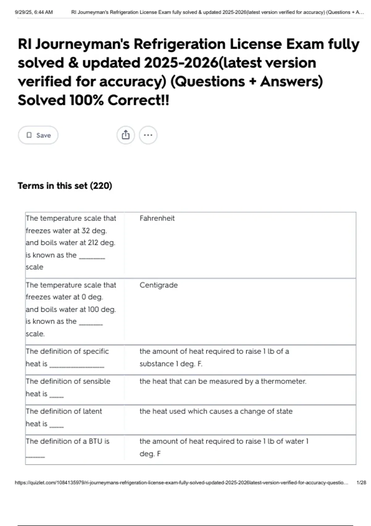 RI Journeyman's Refrigeration License Exam fully solved & updated ...