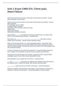 Unit 1 Exam CMN 574&period; Chest pain&comma; Heart Failure Questions with Accurate Answers