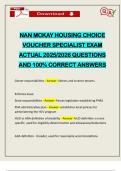 NAN MCKAY HOUSING CHOICE VOUCHER SPECIALIST EXAM ACTUAL 2025&sol;2026 QUESTIONS AND 100&percnt; CORRECT ANSWERS