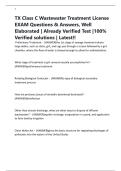 TX Class C Wastewater Treatment License EXAM Questions & Answers&comma; Well Elaborated &vert; Already Verified Test &vert;100&percnt; Verified solutions &vert; Latest&excl;&excl;