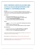 DOT CERTIFICATION EXAM 2025-2026  ACTUAL EXAM 250 QUESTIONS AND CORRECT ANSWERS&vert;AGRADE 