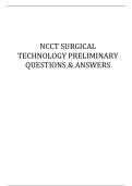NCCT SURGICAL TECHNOLOGY PRELIMINARY QUESTIONS & ANSWERS