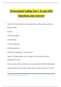 Professional Selling Test 1 Exam 2026 Questions and Answers