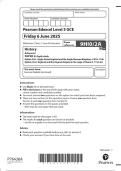 2025 Pearson Edexcel Level 3 GCE  9HI0&sol;2A History Advanced  PAPER 2&colon; Depth study Option 2A&period;1&colon; Anglo-Saxon England and the Anglo Norman Kingdom&comma; c1053&ndash;1106 Option 2A&period;2&colon; England and the Angevin  Empire in the reign of Henry II&comma; 1154&ndash;89