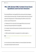 PEL 238 &lpar;School SW&rpar; Content Area Exam Questions and Correct Answers 