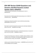 EPA RRP Review EXAM Questions and Answers &lpar;Verified Answers&rpar; &lpar;Latest Update 2025&rpar; UPDATE&excl;&excl;