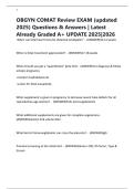 OBGYN COMAT Review EXAM &lpar;updated 2025&rpar; Questions & Answers &vert; Latest Already Graded A&plus; UPDATE 2025&vert;2026