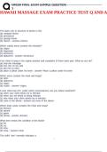 HAWAII MASSAGE EXAM PRACTICE TEST Q AND A