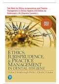 Test Bank for Ethics&comma; Jurisprudence and Practice Management in Dental Hygiene 3rd Edition by Kimbrough&vert;&vert;All Chapters Covered&vert;&vert;ISBN NO&colon;10&comma;0131394924&vert;&vert;ISBN NO&colon;13&comma;978-0131394926&vert;&vert;A&plus; guide