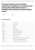 Tennessee Boating License test EXAM comprehensive questions and verified answers ACTUAL EXAM 2025 TEST&excl;&excl; Graded A&plus; &vert; 2025&vert;2026 EXAM UPDATE Tennessee Boating License