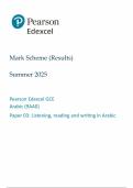 2025 Pearson Edexcel A Level Arabic Mark Scheme Paper 3 &lpar;9AA0&sol;03&colon; Listening&comma; reading and writing in Arabic&rpar;