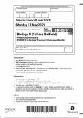  2025 Pearson Edexcel As Level Biology A Paper 1 &lpar;8BN0&sol;01&colon;Lifestyle&comma; Transport&comma; Genes and Health&rpar;