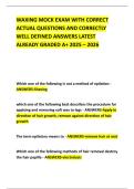 WAXING MOCK EXAM WITH CORRECT ACTUAL QUESTIONS AND CORRECTLY WELL DEFINED ANSWERS LATEST ALREADY GRADED A&plus; 2025 &ndash; 2026