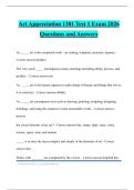 Art Appreciation 1301 Test 1 Exam 2026 Questions and Answers