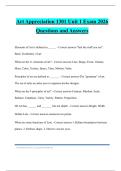 Art Appreciation 1301 Unit 1 Exam 2026 Questions and Answers