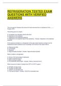 REFRIGERATION TESTED EXAM QUESTIONS WITH VERIFIED ANSWERS 