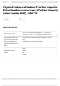 Virginia Erosion and Sediment Control Inspector EXAM Questions and Answers &lpar;Verified Answers&rpar; &lpar;Latest Update 2025&rpar; UPDATE&excl;&excl;
