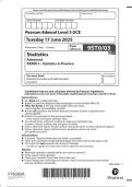2025 Pearson Edexcel Level 3 GCE 9ST0&sol;03 Statistics Advanced  PAPER 3&colon; Statistics in Practice