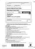 2025 Pearson Edexcel Level 3 GCE 9ST0/01  Statistics Advanced  PAPER 1: Data and Probability