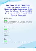 Final Exam&colon; NR 605&sol; NR605 &lpar;Latest 2026&sol; 2027 Update&rpar; Diagnosis & Management in Psychiatric-Mental Health Across the Lifespan I Practicum Guide&vert; Q&sol;A &vert; Grade A&vert; 100&percnt; Correct &lpar;Verified Answers&rpar; -Chamberlain