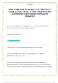 NEW YORK LAW EXAM &lpar;NYLE&rpar; EXAM STUDY GUIDE LATEST UPDATE THIS YEAR WITH 450 QUESTIONS AND CORRECT DETAILED ANSWERS