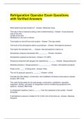 Refrigeration Operator Exam Questions with Verified Answers 