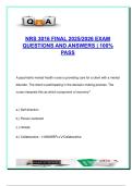 NRS 3016 Final Exam 2025&sol;2026 &vert; 100&plus; Verified Questions & Answers &vert; Mental Health&comma; Pharmacology&comma; Ethics&comma; Crisis Care