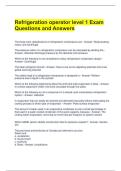 Refrigeration operator level 1 Exam Questions and Answers 