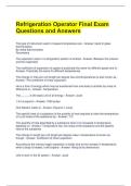 Refrigeration Operator Final Exam Questions and Answers 