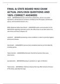 FINAL & STATE BOARD WAX EXAM ACTUAL 2025&sol;2026 QUESTIONS AND 100&percnt; CORRECT ANSWERS