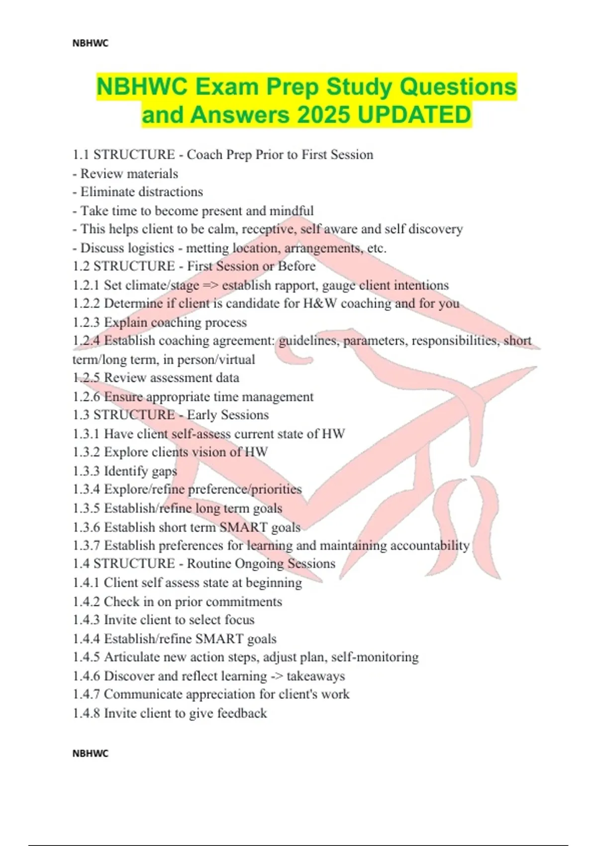 NBHWC Exam Prep Study Questions and Answers 2025 UPDATED - NBHWC ...