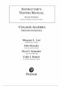 TEST BANK &mdash; College Algebra&comma; 13th Edition &mdash; Margaret L&period; Lial&comma; John Hornsby&comma; David I&period; Schneider&comma; Callie J&period; Daniels &mdash; ISBN 9780136881063