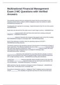 Multinational Financial Management Exam 3 MC Questions with Verified Answers
