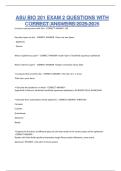 ASU BIO 201 EXAM 2 QUESTIONS WITH CORRECT ANSWERS 2025-2026