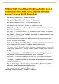 BTEC FIRST HEALTH AND SOCIAL CARE- Unit 1 Exam Questions with 100- Verified Answers Latest