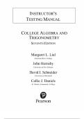 TEST BANK &mdash; College Algebra and Trigonometry&comma; 7th Edition &mdash; Margaret L&period; Lial&comma; John Hornsby&comma; David I&period; Schneider&comma; Callie J&period; Daniels &mdash; ISBN 9780136881032