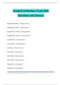 Surgical Technology Exam 2026 Questions and Answers
