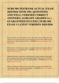 NURS 504 TESTBANK ACTUAL EXAM  2025&sol;2026 WITH 350&plus; QUESTIONS  AND WELL-VERIFIED CORRECT  ANSWERS &vert; ALREADY GRADED A&plus; &vert;  GUARANTEED SUCCESS &vert; NURS 504  EXAM 1 LATEST VERSIION 2025&sol;2026