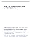 MGMT 411 - Midterm exam with accurate solutions