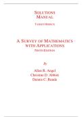 Solutions Manual for A Survey of Mathematics with Applications&comma; Ninth Edition by Allen R&period; Angel&comma; Christine D&period; Abbott&comma; and Dennis C&period; Runde - Complete Worked-Out Solutions by Tamsen Herrick