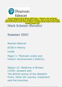 Pearson Edexcel GCSE In History &lpar;1HI0&rpar; Paper 1&colon; Thematic study and historic environment &lpar;1HI0&sol;11&rpar; Option 11&colon; Medicine in Britain&comma; c1250&ndash; present and The British sector of the Western Front&comma; 1914&ndash;18&colon; injuries&comma; treatment and the trenches Mark Scheme &lpar;Result