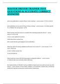 MASTER DRIVER TRAINER TEST QUESTIONS & ACCURATE CORRECT ANSWERS