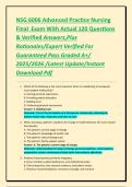 NSG 6006 Advanced Practice Nursing Final Exam With Actual 120 Questions & Verified Answers&comma;Plus Rationales&sol;Expert Verified For Guaranteed Pass Graded A&plus;&sol; 2025&sol;2026 &sol;Latest Update&sol;Instant Download Pdf