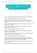 Exam Essential - IELTS Practice Test Exam with Questions and Correct Answers Latest 2025-2026 GRADED A&plus;
