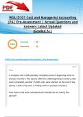 WGU D101 Cost and Managerial Accounting &vert;PA&vert; Pre-Assessment &vert;47 Actual Questions and Answers Latest Updated 2025&sol;2026 &lpar;Graded A&plus;&rpar;
